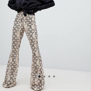 Missguided Flare Snake Print Flare Pants